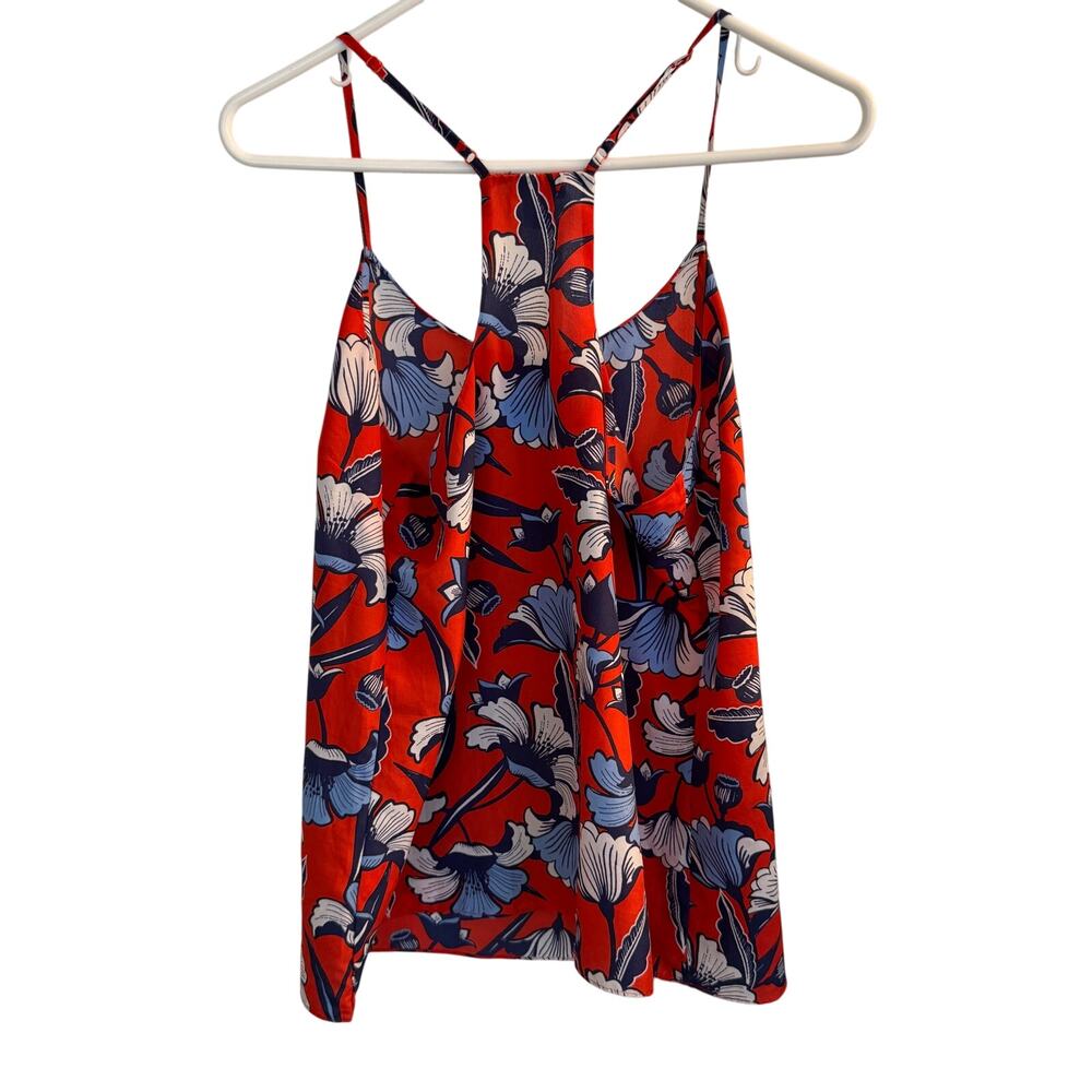 J. Crew Top Women's Red Floral Pattern Spaghetti Strap Sleeveless Sz‎ 10 - Picture 2 of 8